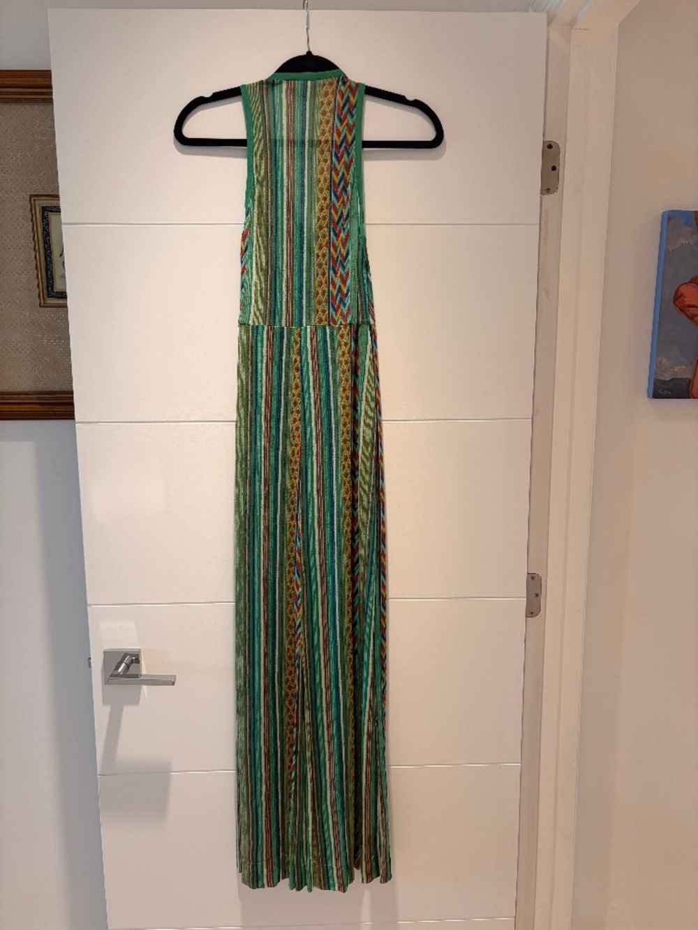 Italian finely knit green multi long dress